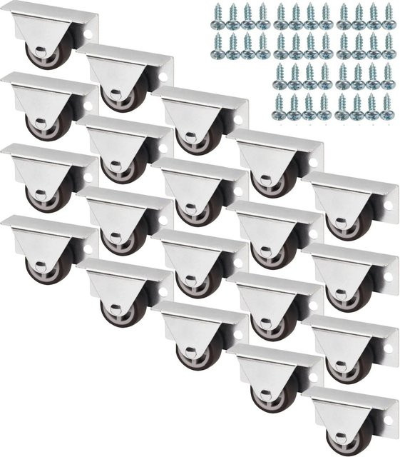 SO-TECH 20er Set Unterbaurollen TRIER Ø30 mit seitlicher Montage und Schraubenset, verzinkter Stahl in Silber/Grau - Bild 1
