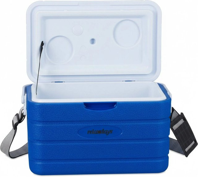 Isolierte Relaxdays Kühlbox aus Kunststoff in Blau und Weiß mit verstellbarem Tragegurt, B/T/H: 37,5 x 22,5 x 23 cm - Bild 1