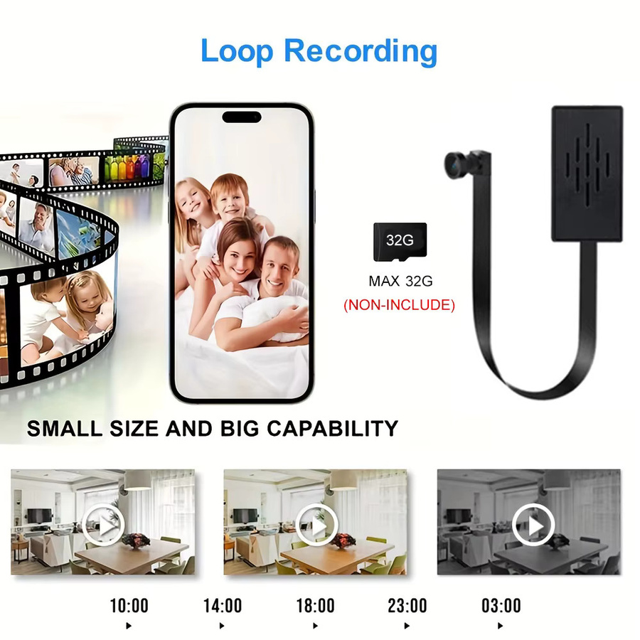 Virwir Mini WiFi Kamera HD 1080P Tragbares DIY Modul mit Bewegungserkennung und Remote View in Schwarz - Bild 4