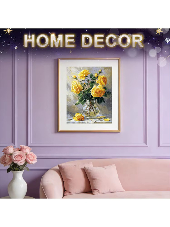 HUACAN Diamant-Malerei Rosenblüte als Mosaik-Set mit Feenstaub-Effekt zur Heimdekoration, B/H: 20 x 30 cm - Bild 5