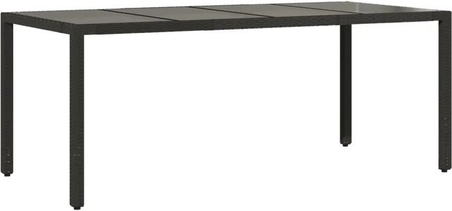 vidaXL Gartentisch aus PE-Rattan mit Glasplatte in Schwarz, B/T/H: 190 x 90 x 75 cm - Bild 1