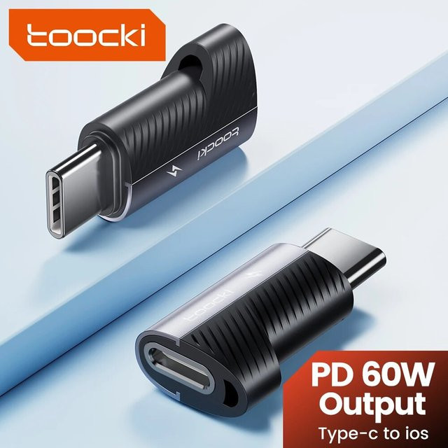 Toocki USB-C auf USB-C Adapter PD 60W Schnellladekonverter für iPhone 15 Pro und Laptop in Schwarz oder Grau - Bild 1