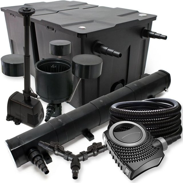 Sunsun Teichfilter Set Schwarz mit UVC Neo8000 70W und Skimmer für bis zu 60000 Liter - Bild 1