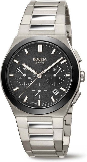 Boccia Chronograph Herrenuhr, Titanium, Quarz, 39 mm, Schwarz, 5 ATM - Bild 1