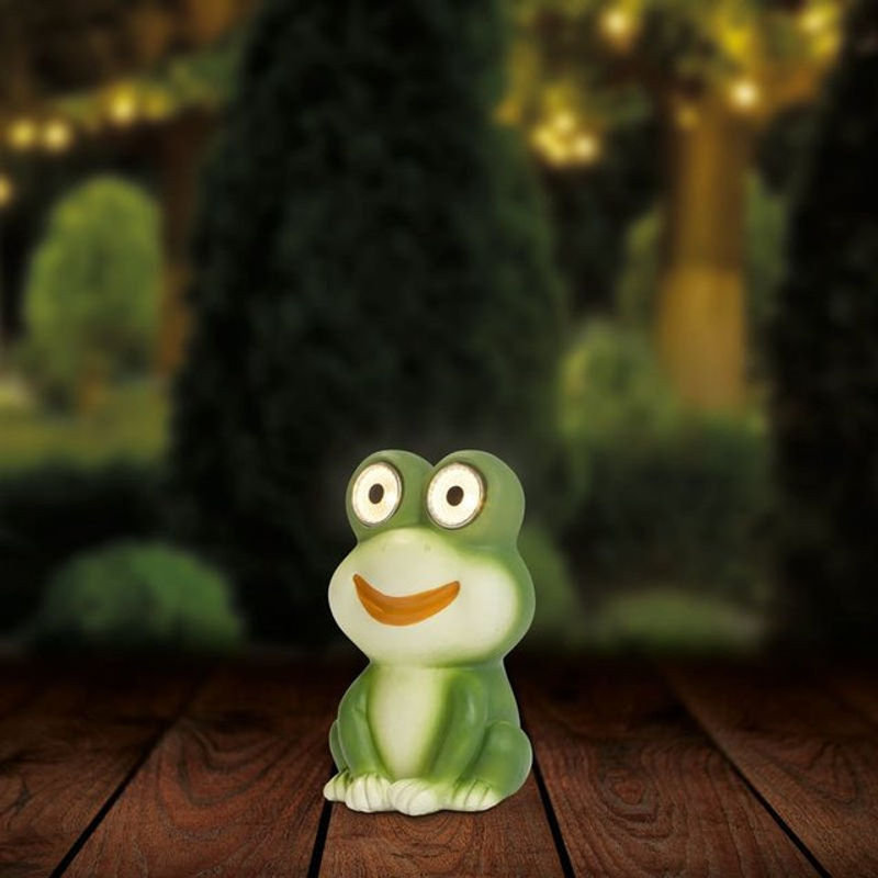 Grüne Solar-Tierfigur mit leuchtenden Augen als moderne Dekoration, Höhe: 13 cm - Bild 1