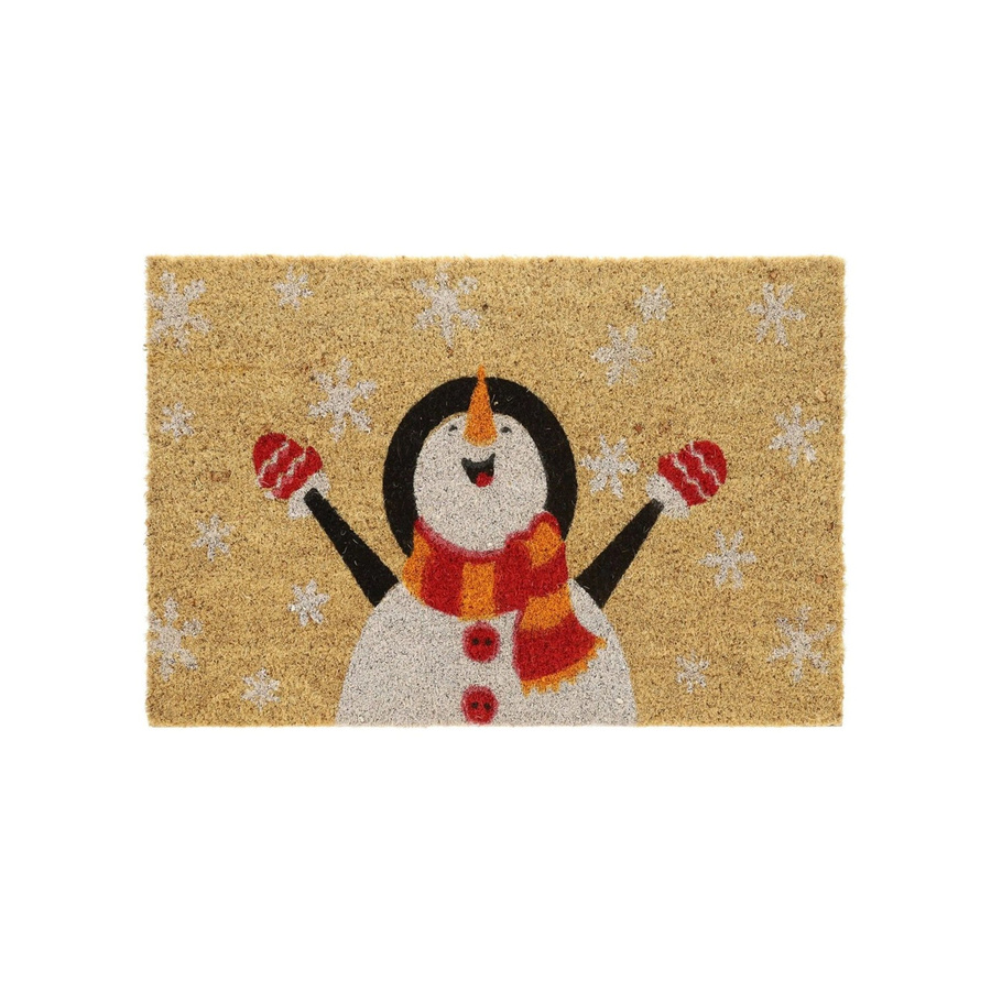 Relaxdays Kokos-Fußmatte Schneemann Mehrfarbig Rutschfest und Wetterfest B/T: 60 x 40 cm, Höhe: 1,5 cm - Bild 2