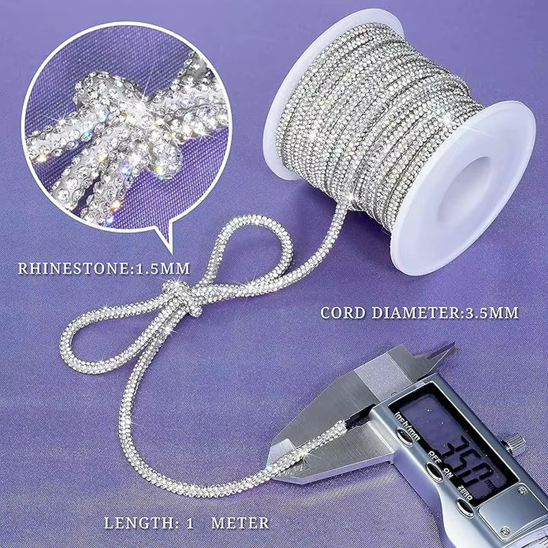 QIAO Glitzerschnur, Regenbogen-Strasssteine, Kristall, Unisex, 1 Meter - Bild 3