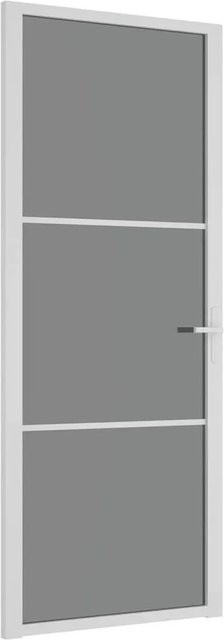 vidaXL Innentür modern in Weiß mit ESG-Glas und Aluminium, B/H: 83 x 201,5 cm - Bild 1