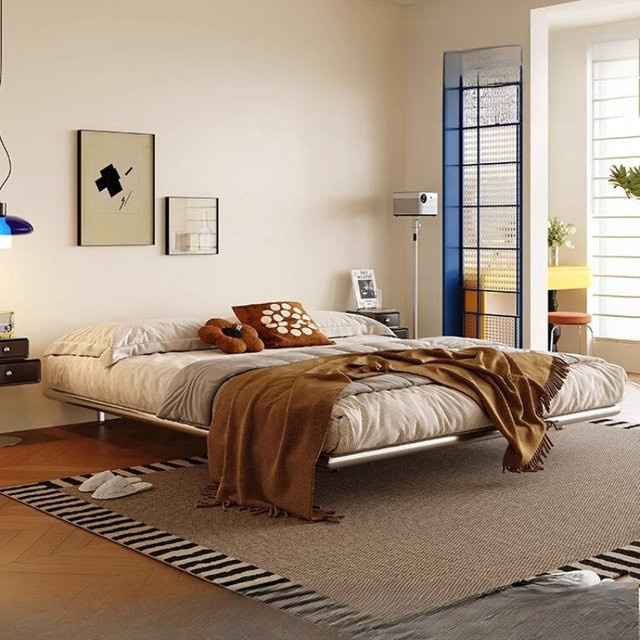 DUTRIEUX Designer Luxus Doppelbettgestell aus Edelstahl im Loft-Stil, B/T: 200 x 180 cm - Bild 1