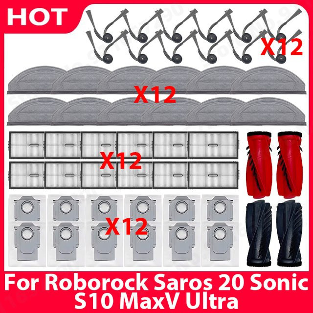 Roborock Zubehör-Set für Saros 20 Sonic und S10 MaxV Ultra mit Hauptbürste, Seitenbürste, Filter, Wischmopp und Staubbeuteln - Bild 1