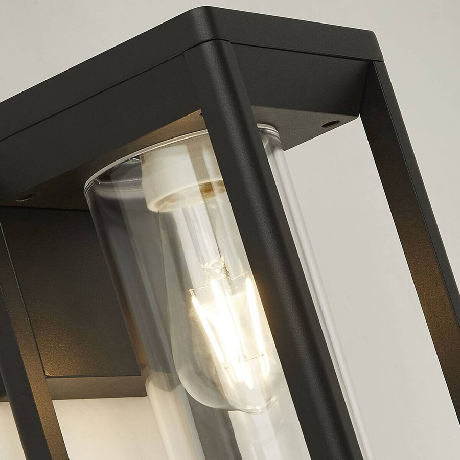 Atlanta Wandaußenleuchte in Schwarz mit transparentem Glas, B/H/T: 15 x 27 x 16,5 cm - Bild 2