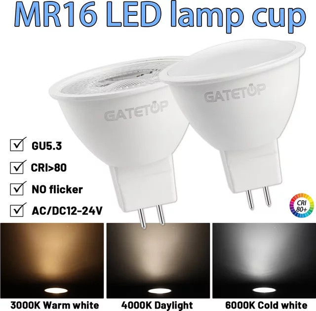 12 Stück LED-Strahler MR16 GU5.3 mit 7 W und 700 lm, weiß, AC/DC 12 V 24 V, Ersatz für 50 W Halogenlampen - Bild 1