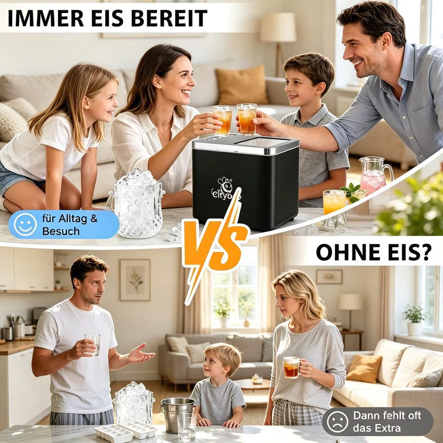 Cliheet Tragbare Eiswürfelmaschine für die Arbeitsplatte, Schwarz - Bild 6