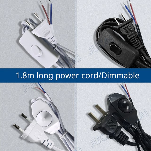 IKSLED 220V AC-Stromkabel mit Ein-/Ausschalter und US-Stecker, 1,8 m Länge, Schwarz - Bild 1