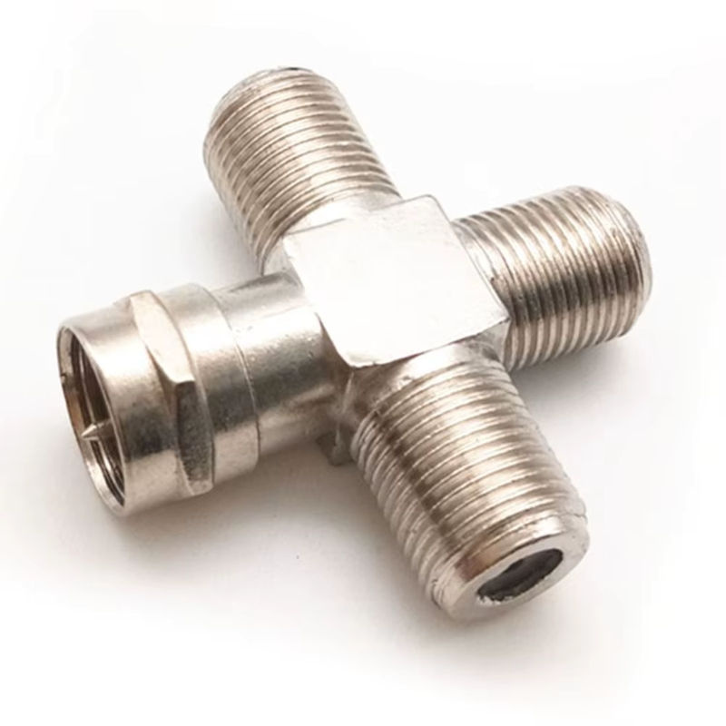FRHY 2er-Set 4-Wege F-Typ Stecker Splitter Imperial System F-Buchse auf Stecker Adapter für Kabel TV und Satellit RG6 Koaxialkabel in Silber - Bild 5