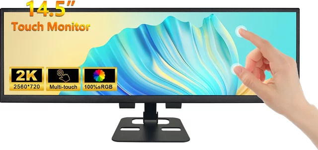 Wisecoco Stretched Bar Externer Touchscreen Monitor in Schwarz für PC, Raspberry Pi und Laptop, 12,3 oder 14,5 Zoll - Bild 1