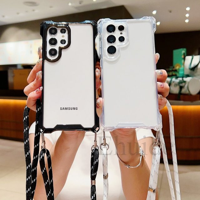 Stoßfeste Crossbody-Schutzhülle mit Trageriemen für Samsung Galaxy S25, Transparent, Purple - Bild 1