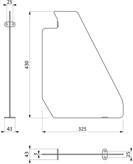 Delabie Schamwand für wandhängende Urinalrinne aus Edelstahl 1.4301, Farbe: Silber, B/T/H: 45,0 x 5,0 x 34,5 cm - Bild 1