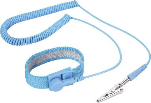 TRU COMPONENTS ESD-Handgelenkband Blau mit 10mm Druckknopf und 2,5m Länge - Bild 1