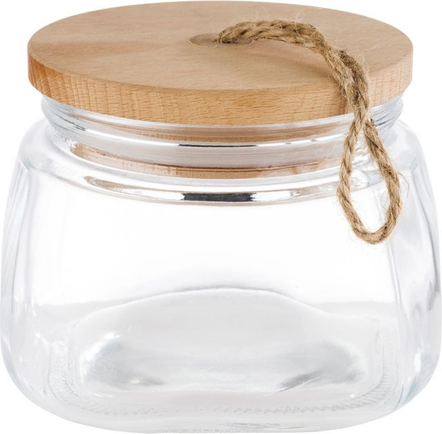 APS Vorratsglas WOODY aus Glas mit Holzdeckel, transparent, 1 l, B/T/H: 14 x 14 x 11 cm - Bild 1