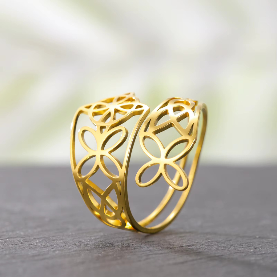 Skyrim Ring, Edelstahl, Gold Farbe, Damen, verstellbar - Bild 1