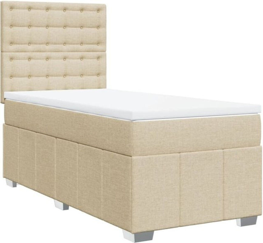 VIDAXL Boxspringbett mit Matratze in Beige und Weiß aus Stoff, B/T/H: 90 x 190 x 40,5 cm - Bild 1