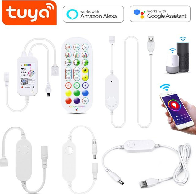 Guillermo Tuya SmartLife WIFI LED Controller für RGB und einfarbige LED Streifen, Dimmer mit USB 5V und DC12V-24V Steuerung - Bild 1