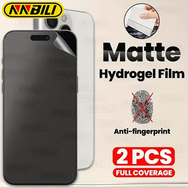 NNBILI 2er-Pack Matte Hydrogel-Folie für iPhone 17 16 15 14 13 12 11 Pro Max mit Blendschutz und Resistenz gegen Öl und Fingerabdrücke - Bild 1