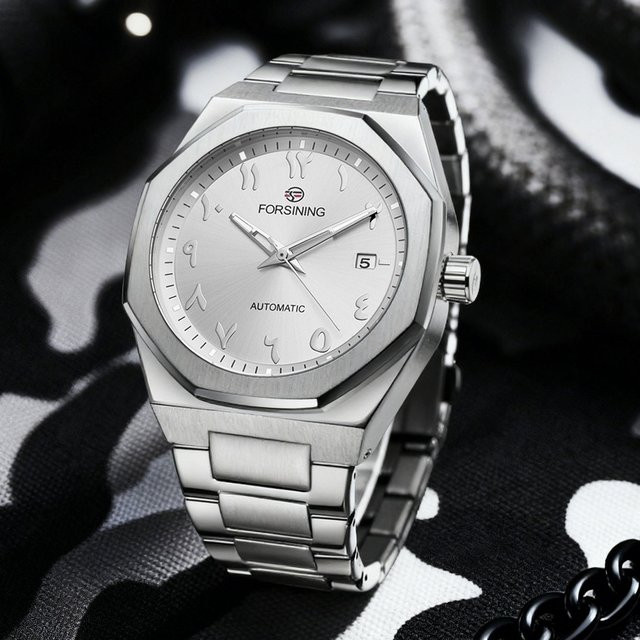 FORSINING Armbanduhr, Automatik, Edelstahl, Silber, Herren, Datum - Bild 1