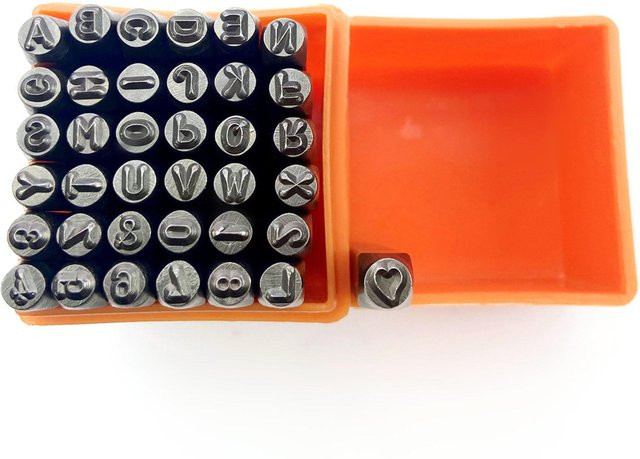 TOMTOP JMS 37-teiliges Stahlstempel-Set aus Karbonstahl mit 26 Buchstaben, 9 Zahlen und Aufbewahrungsbox in Rot - Bild 1