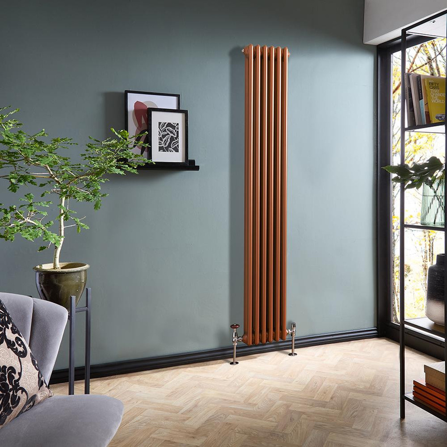 Hudson Reed Gliederheizkörper Regent 2-säulig vertikal in Kupfer, Höhe: 180 cm, Breite: 29 cm - Bild 1