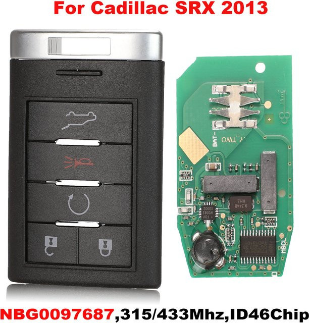Jingyuqin Entry Fob Autoschlüssel für Cadillac SRX CTS CTS Coupe mit ID46 Chip, 315/433MHz, Schwarz - Bild 1