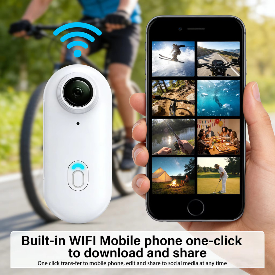 JETO 4K UHD Mini-Actionkamera mit WiFi und Magnethalterung, Wasserdicht bis 30m, Farbe: Weiß - Bild 4