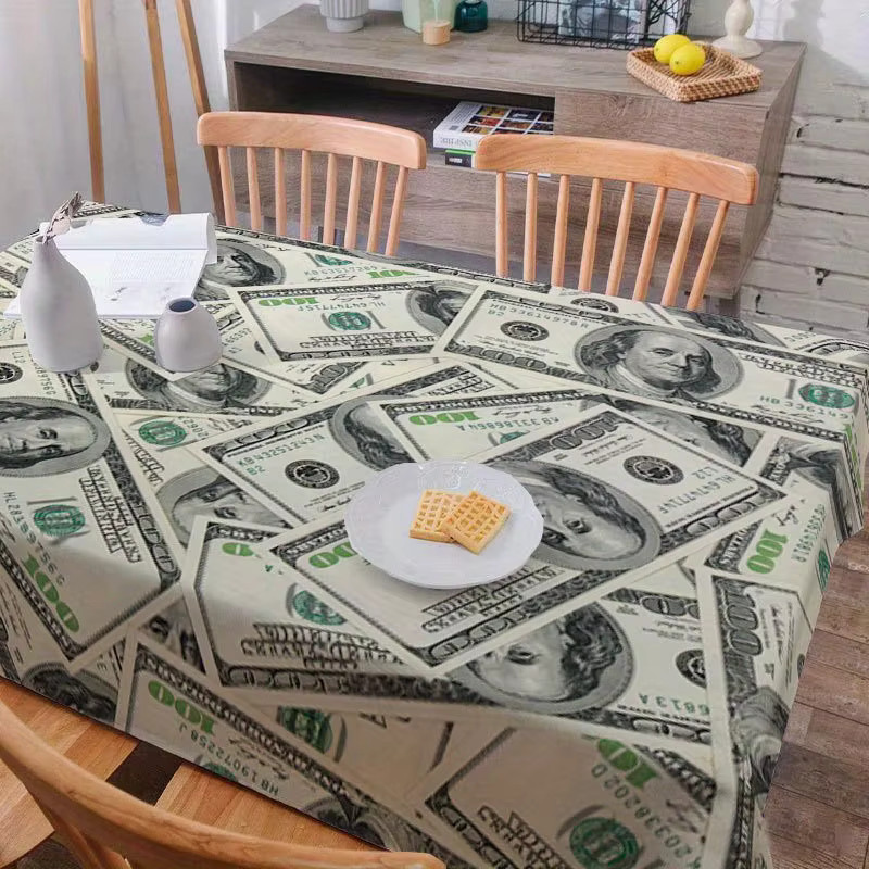 VIKAMA Tischdecke im amerikanischen Stil mit Dollarmuster, rutschfest und pflegeleicht, rechteckig, mehrfarbig - Bild 3