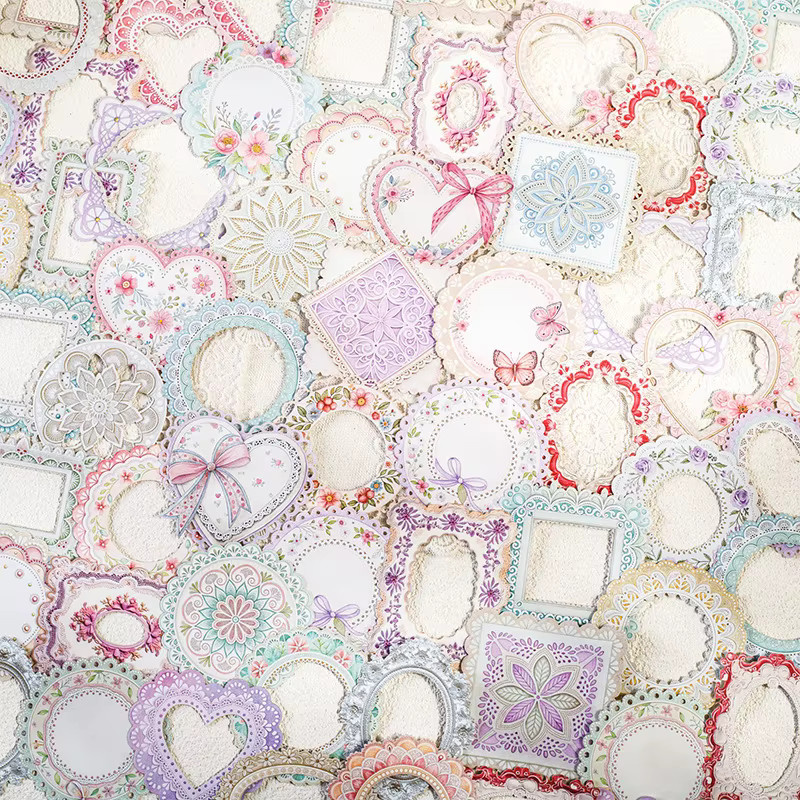 20 Blatt weiße Spitzenaufkleber aus Kraftpapier mit eleganten Mustern für dein Tagebuch, Scrapbook und DIY-Bastelarbeiten - Bild 1