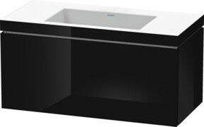 Duravit Waschtischunterschrank L-Cube c-bonded, Wandhängend, Schwarz Hochglanz, Breite: 100 cm, Tiefe: 48 cm - Bild 1