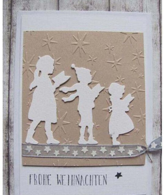 Crafts Metall-Stahlschneideformen Set mit 3 Schablonen Motiv betendes Kind für DIY Scrapbook und Fotokarten - Bild 1