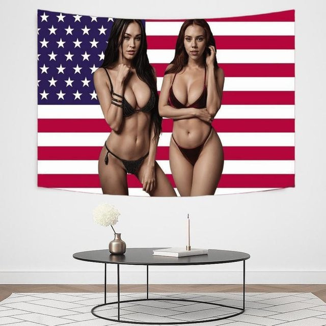 GuanPa Wandteppich mit USA-Flagge in Multicolour aus Baumwolle und hellem Leinen, B/H: 90 x 60 cm - Bild 1