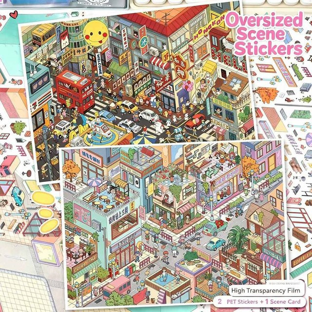 Kawaii 3D-Stadtaufkleber mit Landschafts- und Festival-Design in Multicolour für DIY-Straßenszenen - Bild 1