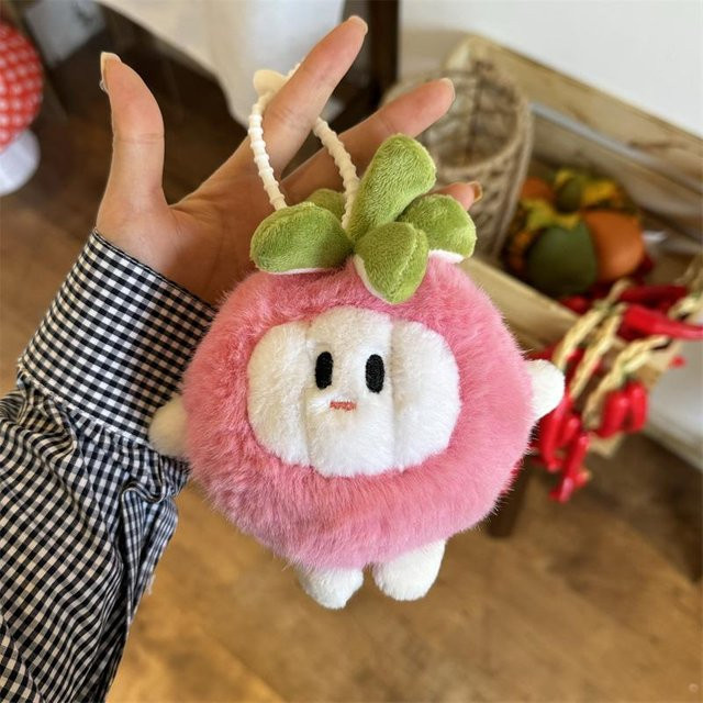 Kawaii Cartoon Kokosnuss Wassermelone Plüsch Schlüsselanhänger, Stofftier, ab 3 Jahren - Bild 1