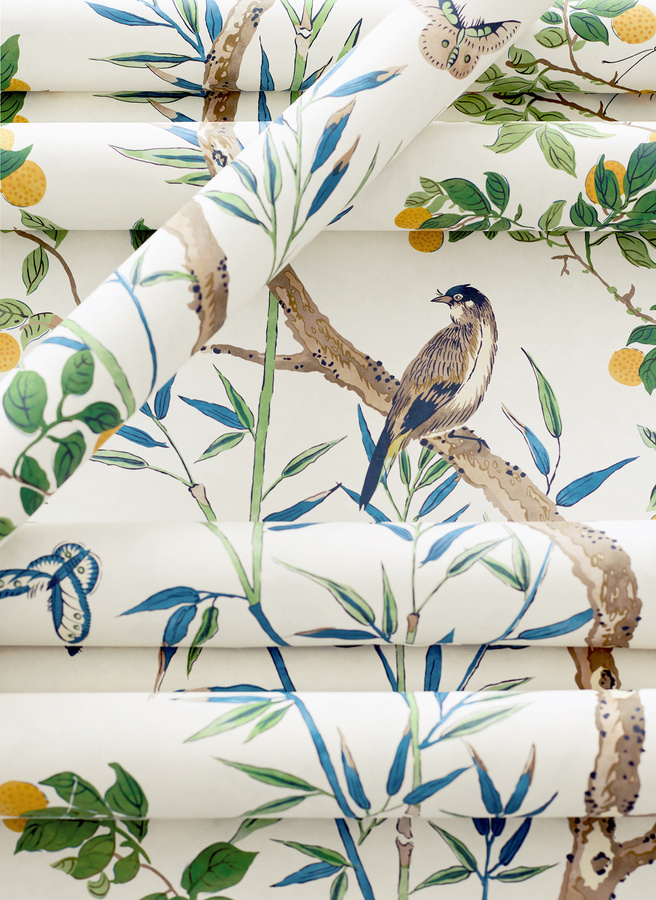 Thibaut Wallpaper Claire Vlieses Tapete mit floralem Naturmotiv in Gelb und Blau - Bild 3