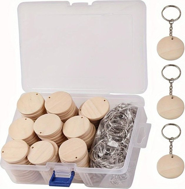 Holzschlüsselanhänger Bastelset, beige, Unisex - Bild 1