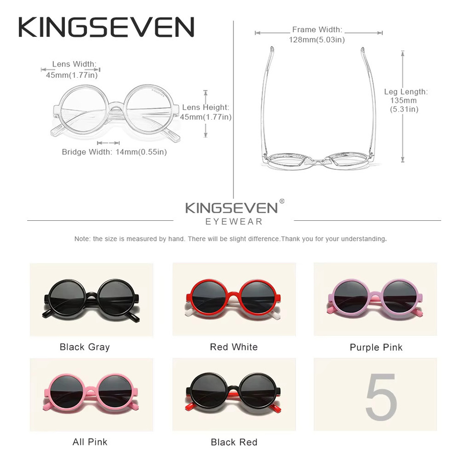 KINGSEVEN Sonnenbrille, Rund, Vollrand, Multicolour, Kunststoff - Bild 1