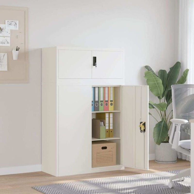 Vidaxl Aktenschrank aus Stahl in Weiß mit Drehtüren, B/T/H: 90 x 40 x 145 cm - Bild 1