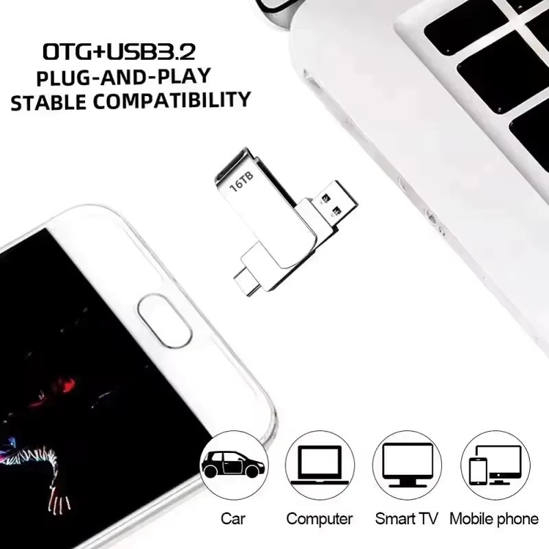 16 TB USB 3.2 Flash-Laufwerk in Silber, 2-in-1 Typ-C OTG-Stick mit 520 MB/s für Computer und Smartphones - Bild 4