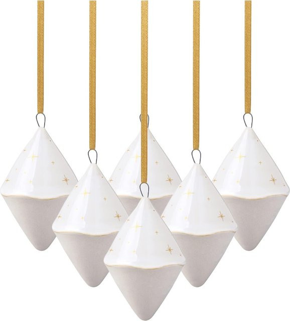 Villeroy & Boch like. Ornamente Doppelkegel Winter Glow 6er Set in Weiß - Bild 1