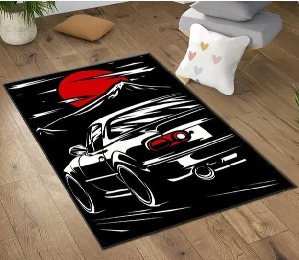 Lodestar JDM Autotuner Teppich in Schwarz, Waschbarer Racing Teppich für Wohnzimmer oder Kinderzimmer, B/T: 60 x 40 cm - Bild 1