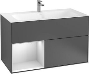 V&B Waschtischunterschrank Finion mit Wandbeleuchtung, Anthrazit lackiert, B/H: 99,6 x 49,8 cm - Bild 1