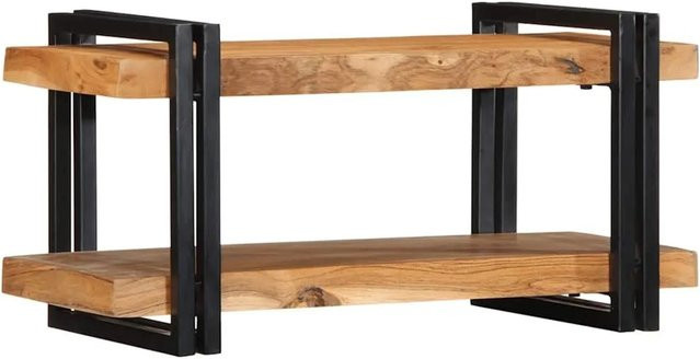 vidaXL Wandregal aus Massivholz Akazie und Metall im Industrial Design, Braun, B/T/H: 70 x 33 x 35 cm - Bild 1