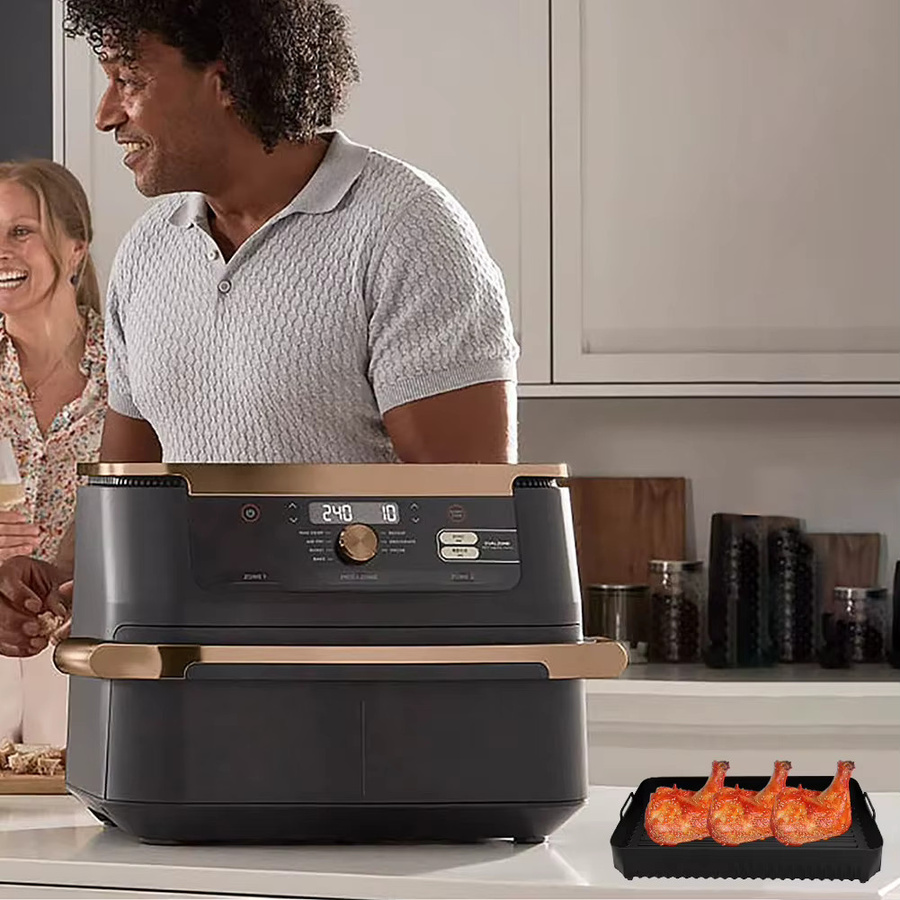 Ninja Silikon Backblech Einsatz für Heißluftfritteusen, rechteckiger Non-Stick Liner in Schwarz, passend für Ninja AF500 - Bild 2